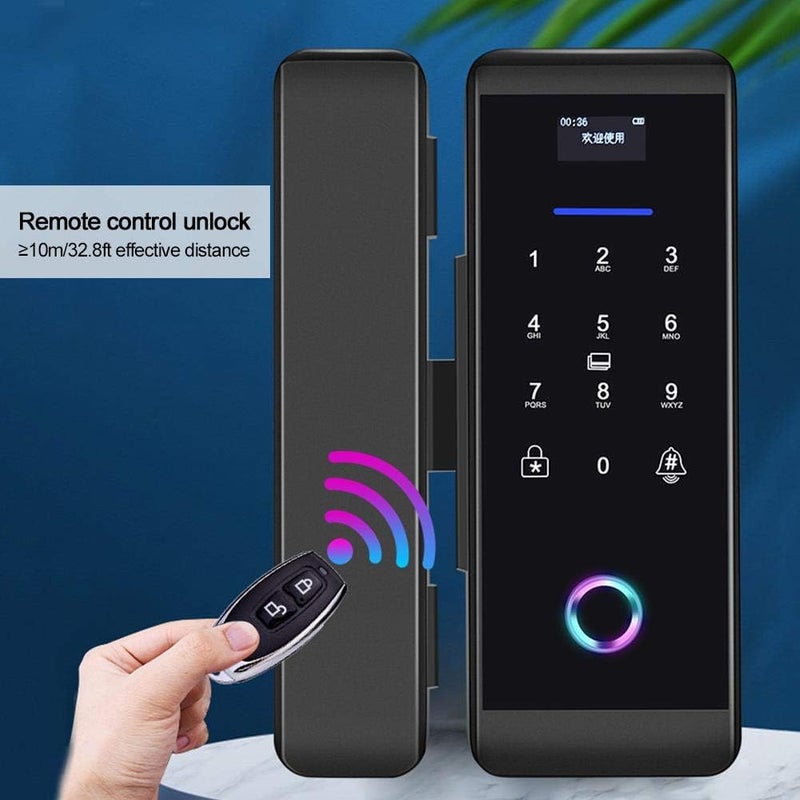 woobles Fingerprint Door Lock, Electronic Glass Door Lock, Support Fingerprint, Password, IC Card, Glass Door Lock Control Alarm Access Control System(Black)- - Image 3