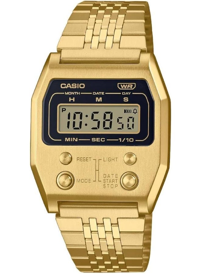 Casio Unisex Watch - A1100G-5DF Gold Dial, Gold Band - Image 1