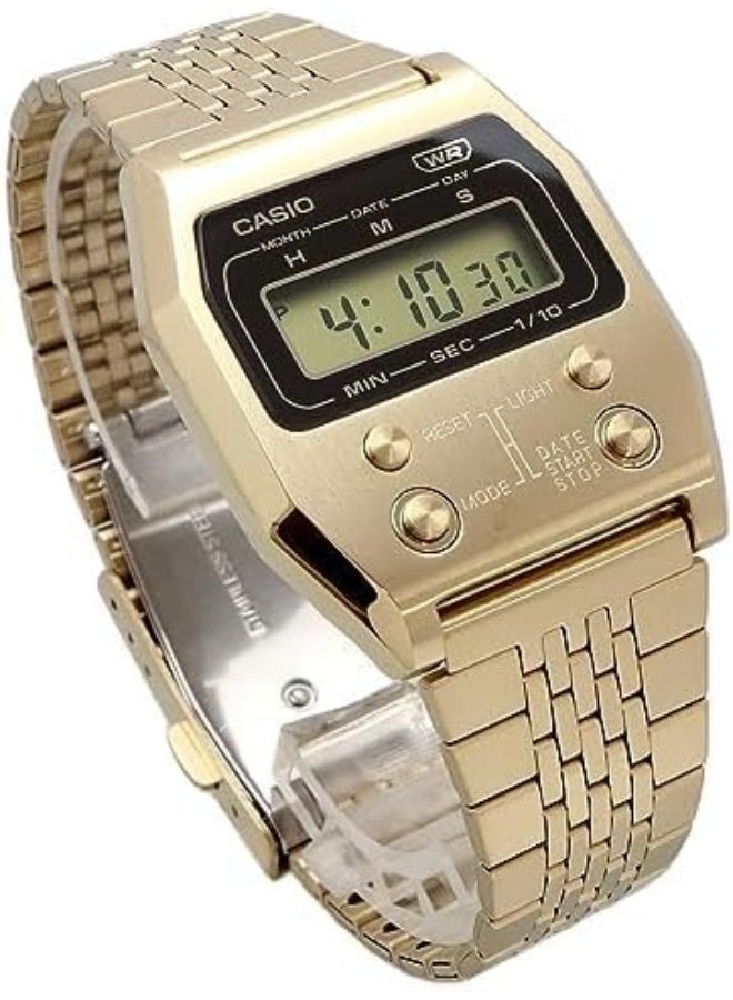 Casio Unisex Watch - A1100G-5DF Gold Dial, Gold Band - Image 5