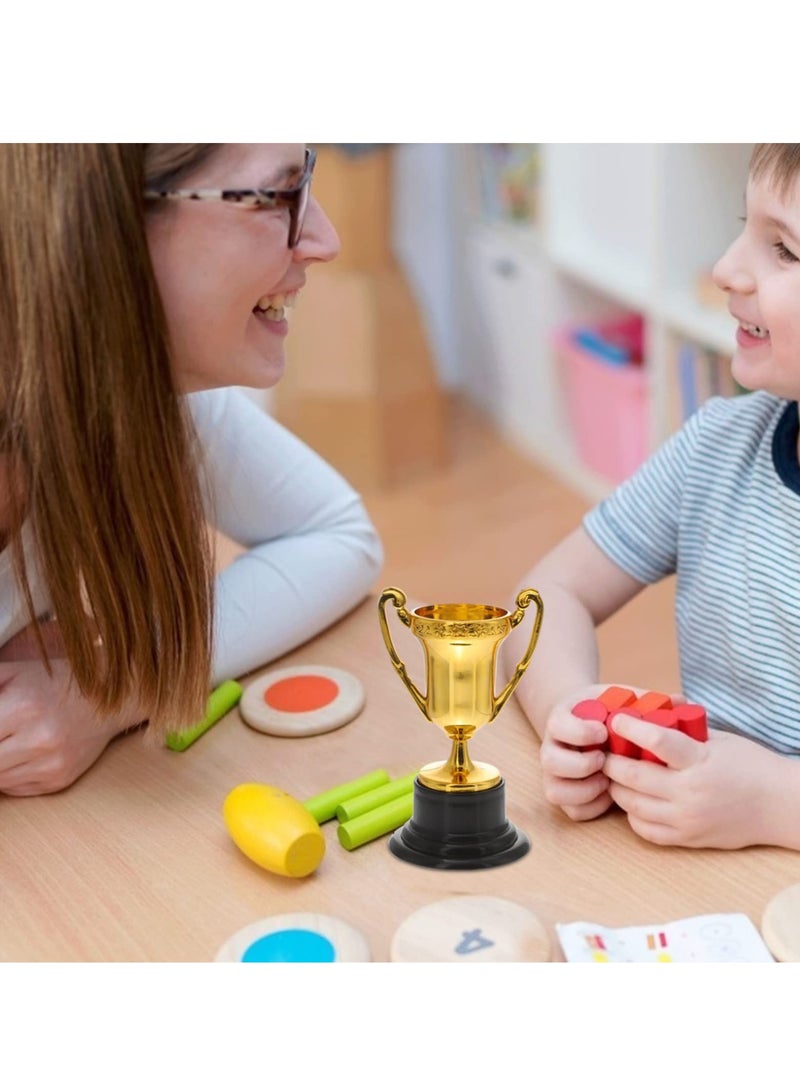 KASTWAVE Trophy Cups, 10 Pcs Plastic Gold Trophy Medal Mini Reward Small Prize Cup Props, Reward Your Winners with 10 Gold Plastic Trophy Cup Perfect for Kids School Competitions and Parties - Image 3