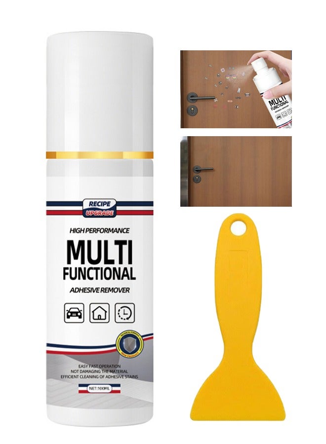 High Performance Multi Functional Adhesive Remover, Effective Sticker Residue & Glue Stain Removal, Repairing Surfaces, Suitable for Automotive and Family Use, with Scraper Glue Remover Spray - 100ML - Image 1