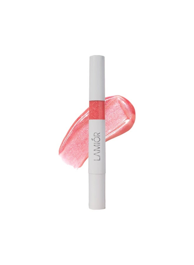 LAMIOR Peptide Glaze Lip Balm - 3 in 1 Formula for Glossy Shine, Healing & Nourishment for Dry Dark & Pigmented Lips with Shea Butter, Non Sticky Lip Balm for Women, (Heaven Berry (Ph & Shimmer)) - Image 1