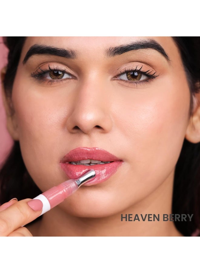 LAMIOR Peptide Glaze Lip Balm - 3 in 1 Formula for Glossy Shine, Healing & Nourishment for Dry Dark & Pigmented Lips with Shea Butter, Non Sticky Lip Balm for Women, (Heaven Berry (Ph & Shimmer)) - Image 2