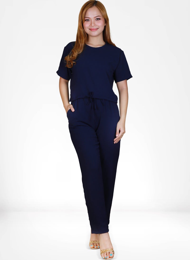 Veronica Elegant Comfortable 2-Piece Co-ord Set -Navy  - Image 1