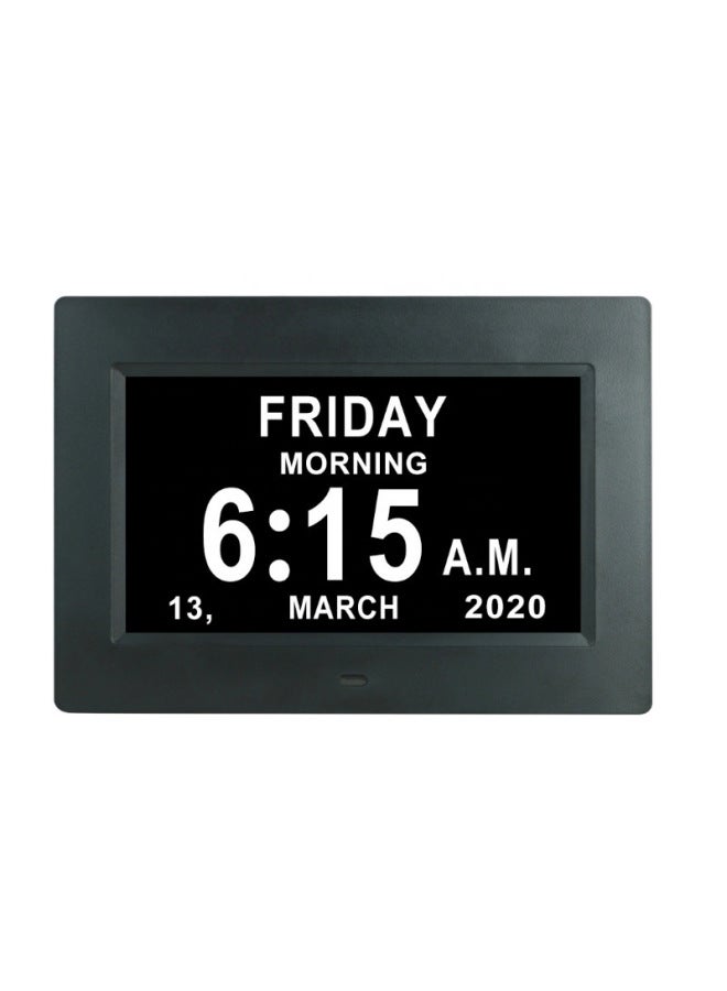 Low-cost Gifts 7-inch 8-inch Clock Machine Alarm Clock LED Screen For The Elderly To Take Medicine To Remind The Amount Of Walking In Many Languages-Color:7inch Black Us Standard  - Image 1