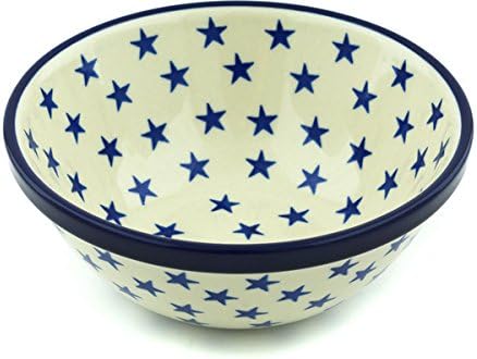 Polmedia Polish Pottery Authentic Polish Pottery Bowl 6inch in Starburst Americana Design Handmade in Bolesawiec Poland by Ceramika Artystyczna  Certificate of Authenticity  - Image 4