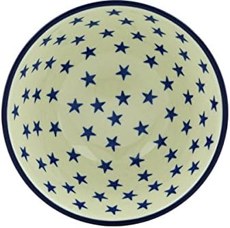 Polmedia Polish Pottery Authentic Polish Pottery Bowl 6inch in Starburst Americana Design Handmade in Bolesawiec Poland by Ceramika Artystyczna  Certificate of Authenticity  - Image 2