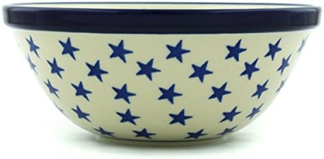 Polmedia Polish Pottery Authentic Polish Pottery Bowl 6inch in Starburst Americana Design Handmade in Bolesawiec Poland by Ceramika Artystyczna  Certificate of Authenticity  - Image 3