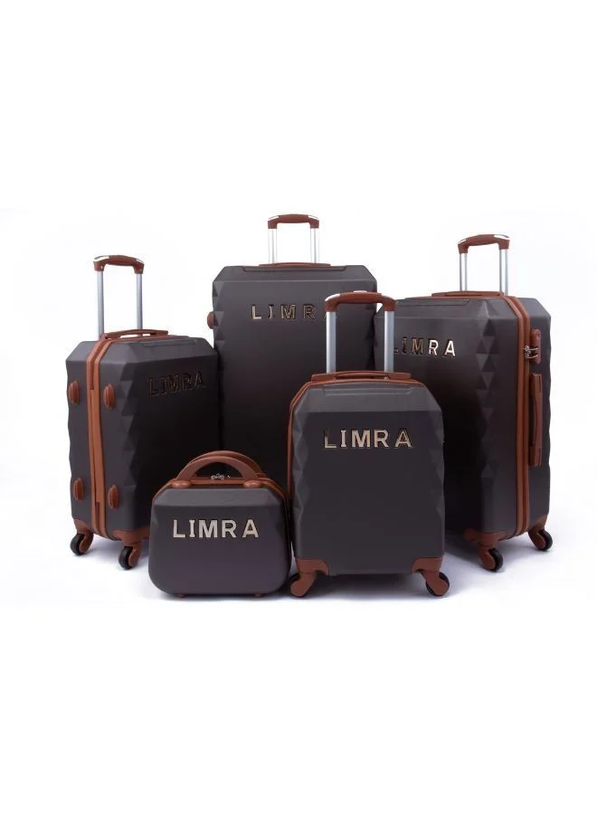 LIMRA Luggage Trolley Bags set of 5 Pcs Coffee