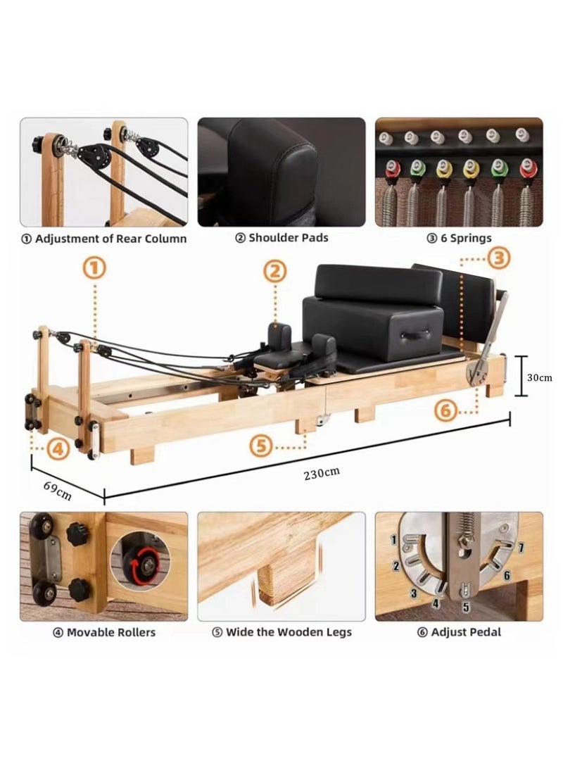 Cool Baby Style COOLBABY Pilates Core Bed Yoga Bed Sports Solid Wood Pilates Equipment Home Stretch Home Stretch Training Fitness Equipment Foldable - Image 5