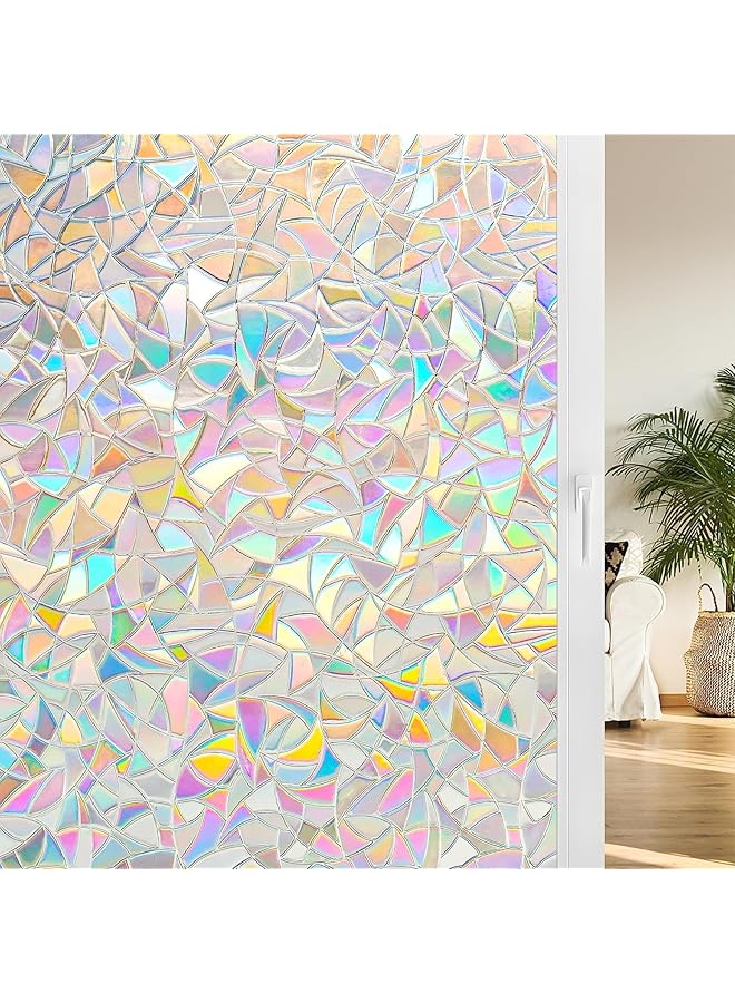 erorex Rainbow Window Privacy Film Decorative Stained Glass Window Tint 3D Decals Window Clings For Glass Windows Static Cling Window Sticker Suncatcher Window Cover 17.7 Inch X 78.74 Inch. - Image 1