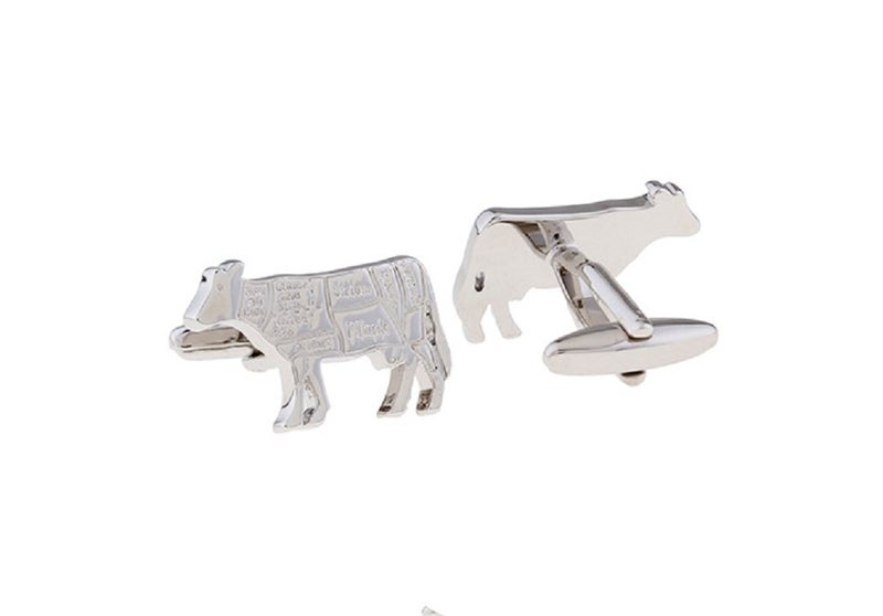 MRCUFF Butcher Cow Steak Cuts Steer Chef Cook Pair Cufflinks in a Presentation Gift Box & Polishing Cloth - Image 2