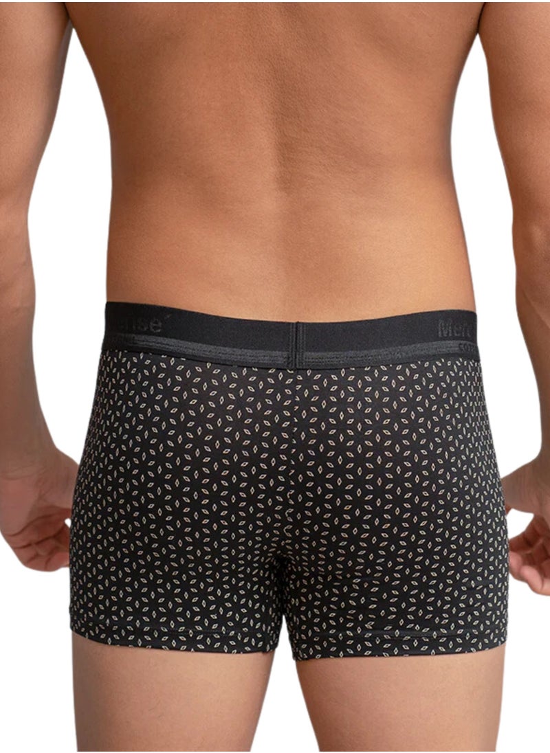 COTTONIL - Mercerise Printed Black Boxer Underwear For Men - Image 1