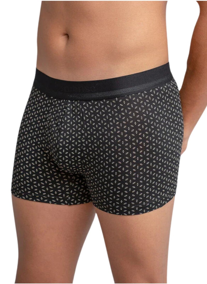 COTTONIL - Mercerise Printed Black Boxer Underwear For Men - Image 1