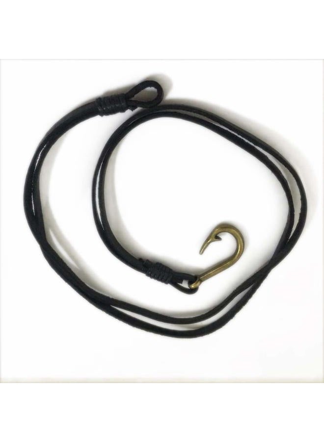 JOYID Fish Hook Leather Wrap Braided Bracelet Multi-layer Handwork Punk style Fish Clasp Bracelet for Men, 9 inch, Metal - Image 2