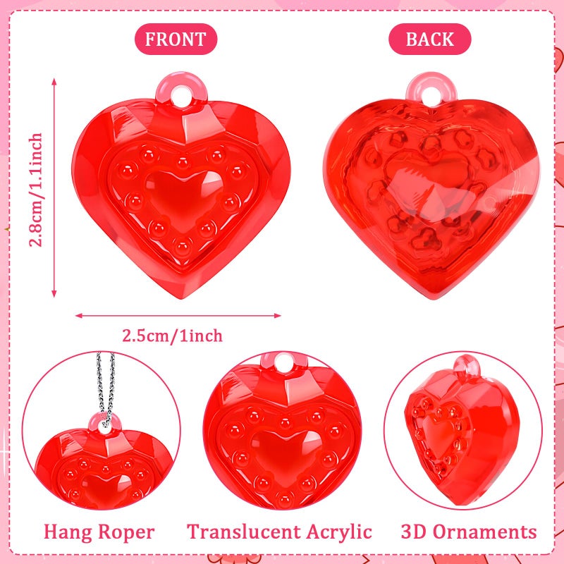 BOARDFEB 36Pcs Valentine's Day Heart Ornaments, Red Pink Heart Shaped Hanging Tree Ornaments Acrylic Valentines Day Decorations with Silver String for Home Wedding Valentines Christmas Decor - Image 5