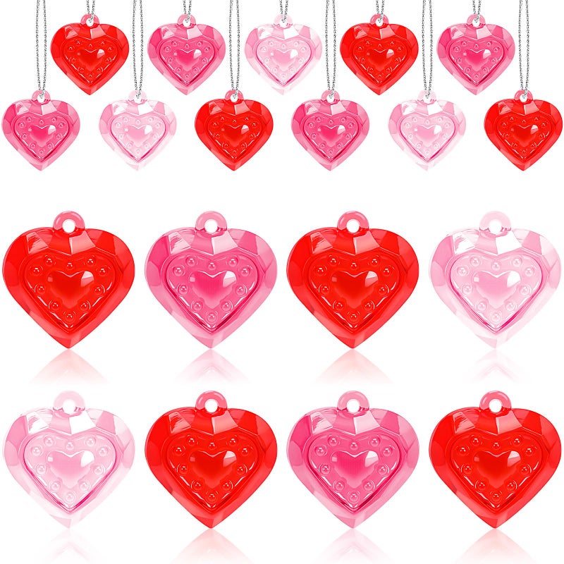 BOARDFEB 36Pcs Valentine's Day Heart Ornaments, Red Pink Heart Shaped Hanging Tree Ornaments Acrylic Valentines Day Decorations with Silver String for Home Wedding Valentines Christmas Decor - Image 1