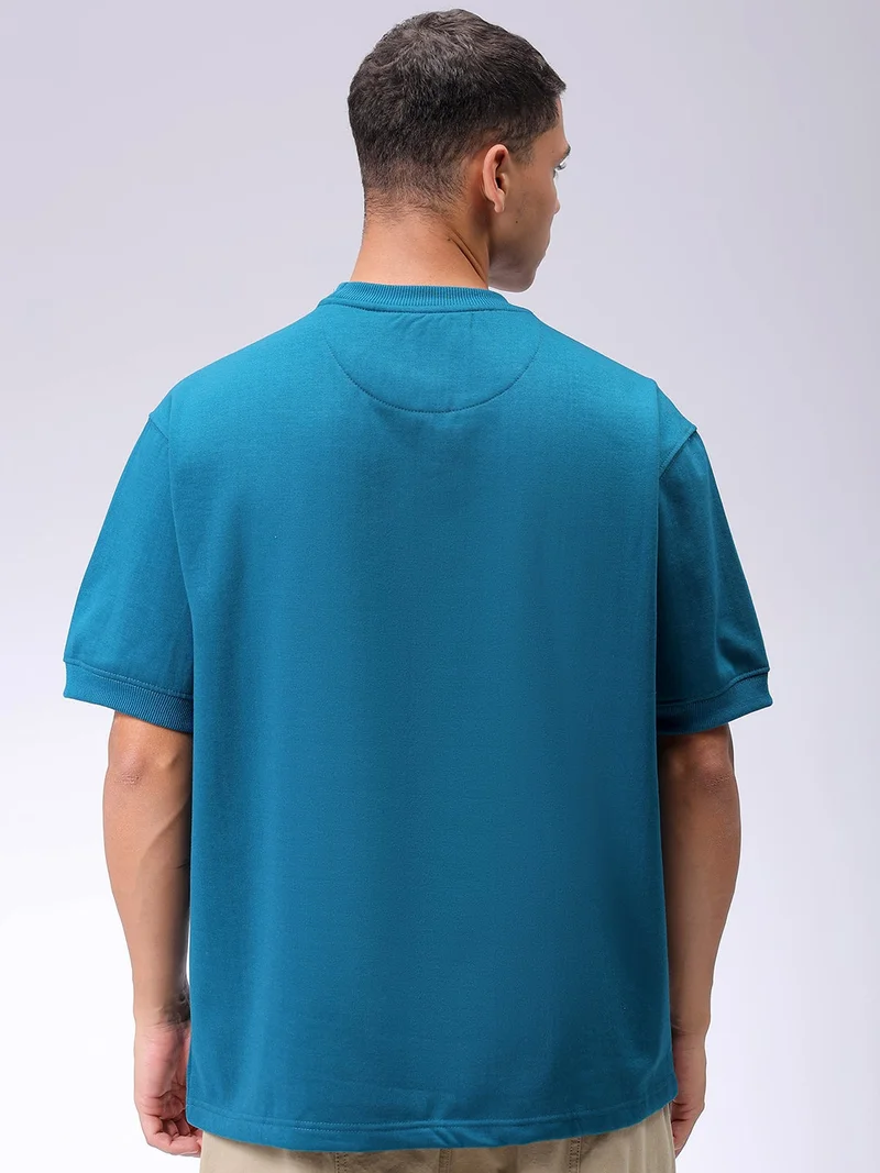 The Indian Garage Co Men Oversized Solid Crew Neck Overhead Sweatshirt