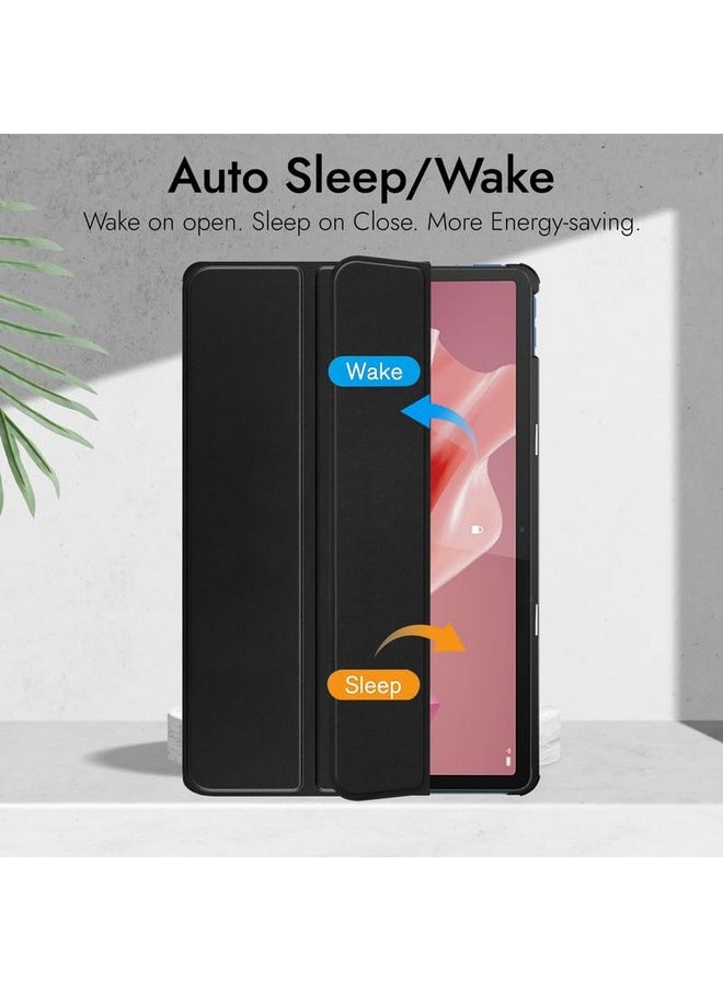 Robustrion - Robustrion Cover for Lenovo Tab P12 12.7 inch Cover Case, Flip Stand Cover Case for Lenovo Tab P12 Tablet [Supports Auto Sleep Wake] - Black - Image 1