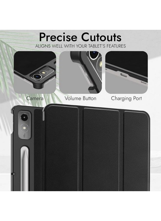 Robustrion - Robustrion Cover for Lenovo Tab P12 12.7 inch Cover Case, Flip Stand Cover Case for Lenovo Tab P12 Tablet [Supports Auto Sleep Wake] - Black - Image 1