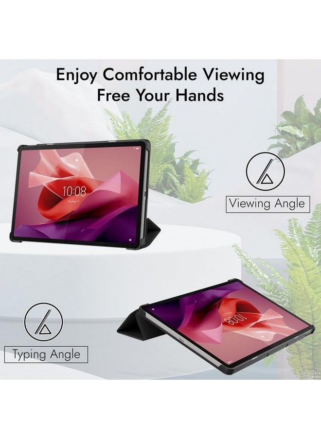 Robustrion - Robustrion Cover for Lenovo Tab P12 12.7 inch Cover Case, Flip Stand Cover Case for Lenovo Tab P12 Tablet [Supports Auto Sleep Wake] - Black - Image 1