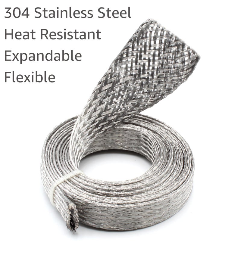 Electriduct 1" Stainless Steel Braided Sleeving 304SS Metal Flexible Expandable Mesh Sleeve - 10 Feet - Image 3