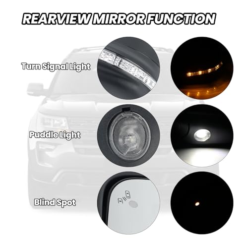 MOFOAP Left Driver Side Door Mirror Compatible with Ford Explorer 2011-2015 Mirrors with Power Glass Heated with Turn Signal Light Puddle Lamp Blind Spot Detection Textured Black (9 Pins) - Image 4