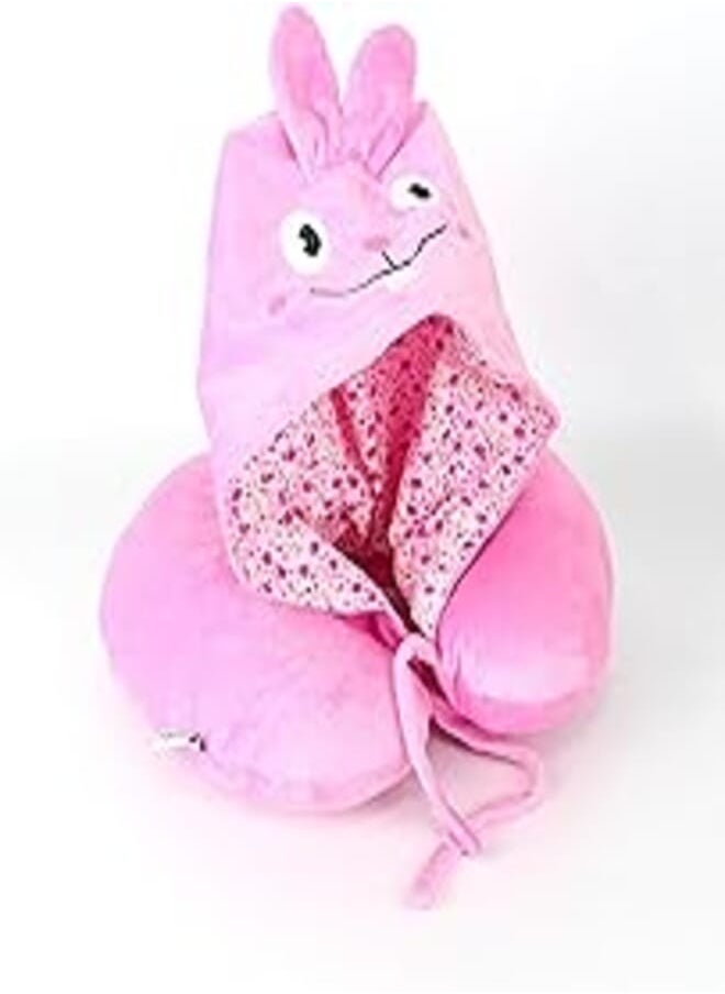 Generic - Generic Comfy Neck Support Soft Fiber With Hood Travel Neck Pillow U-Shape For Car, Travel, Office,Airplane and Gifts - Pink - Image 1