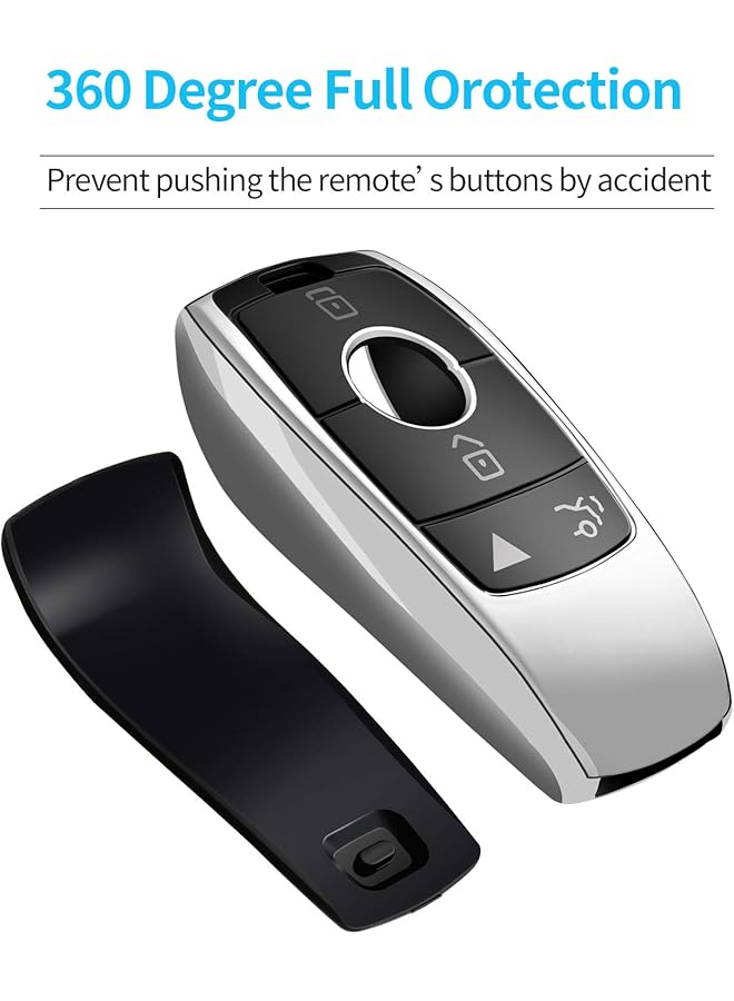 Tukellen غطاء مفتاح سيارة مرسيدس بنز، غطاء مفتاح ناعم من مادة TPU خاص متوافق مع موديلات 2017-2023 الفئة E، 2018-2021 الفئة S، 2019-2023 الفئة A، الفئة C، الفئة G، فضي - Image 4