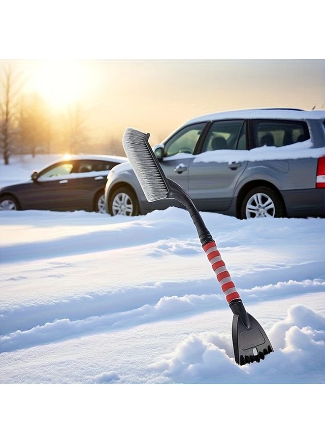 Red Heavy Duty Multifunctional Car Snow Removal Shovel Brush Detachable Ice Scraper - Image 1