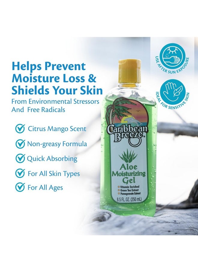 Caribbean Breeze - Aloe Moisturizing Gel Citrus Mango Aloe Vera Gel For Skin Vitamin Enriched With Green Tea And Pomegranate Extracts 100% Aloe Vera Gel For Face And Body 8.5 Oz (250 Ml) - Image 1