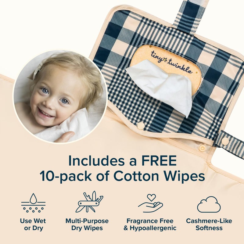 Tiny Twinkle Portable Diaper Changing Pad | Waterproof, Wipeable & Compact Baby Changing Pad for Travel | Smart Wipes Pocket & Organized Storage| Newborn Shower Gift (Gingham) - Image 5