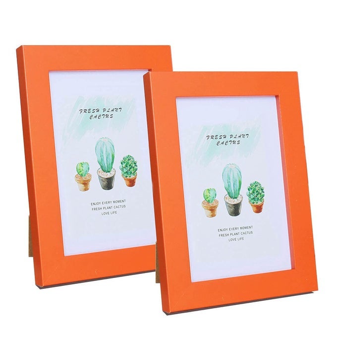 PICTURE FRAME FOR 4X6 INCH PHOTO MDF PHOTO FRAME FOR TABLETOP AND WALL ORANGE 2PACK