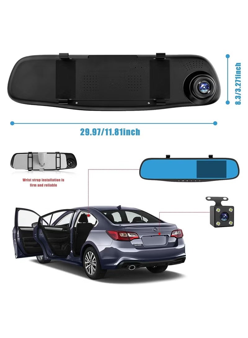 Hamzone Dash Cams for Cars Front and Rear, Dual Lens HD 1080P 4.3in Car DVR Rearview Mirror Camera Dash Cam Video Recorder  - Image 5