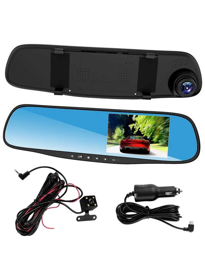 Hamzone Dash Cams for Cars Front and Rear, Dual Lens HD 1080P 4.3in Car DVR Rearview Mirror Camera Dash Cam Video Recorder  - Image 1