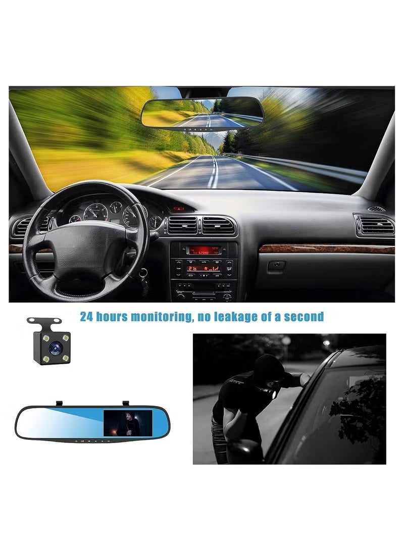 Hamzone Dash Cams for Cars Front and Rear, Dual Lens HD 1080P 4.3in Car DVR Rearview Mirror Camera Dash Cam Video Recorder  - Image 3