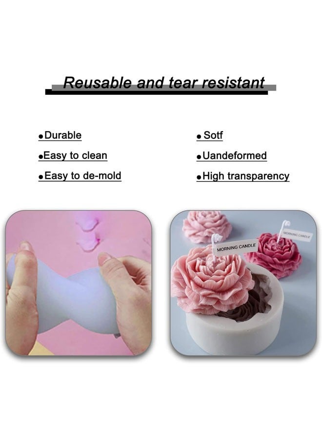 الراتنج قالب شمع على شكل زهرة قالب من السيليكون ثلاثية الأبعاد قالب صابون شمعة فندان قالب الكعكة الشوكولاته الايبوكسي الراتنج الحرفية قالب الصب الفاوانيا - Image 3
