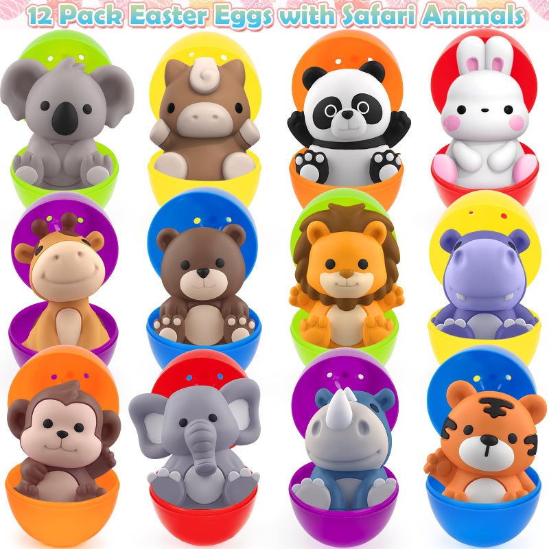 Aigybobo Easter Eggs with Animal Finger Puppets for Easter Eggs Hunt, Prefilled Easter Eggs with Toys Inside for Kids Toddlers, Easter Basket Stuffers Fillers, Easter Gifts Party Favors Classroom Supplies - Image 3