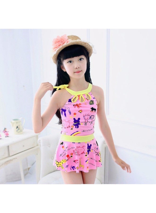Generic - Five-piece Boxer Shorts Primary School Students Swimsuit Children Girls Swimsuit Girls Middle School Children Girls Kindergarten Style-Color:1212 Yellow Special Big Sale-Size:Size 14 105-115cm 19.5-24kg - Image 1