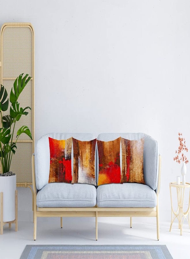 okaxscm Vintage Abstract Red and Brown Messy Rust Painting Decorative Throw Pillow Cover Cushion Case for Fashion Housewarming Gifts, Home Sofa Bed Couch Impressionist Graffiti Decor 18 x18 Inch Set of 4 - Image 3