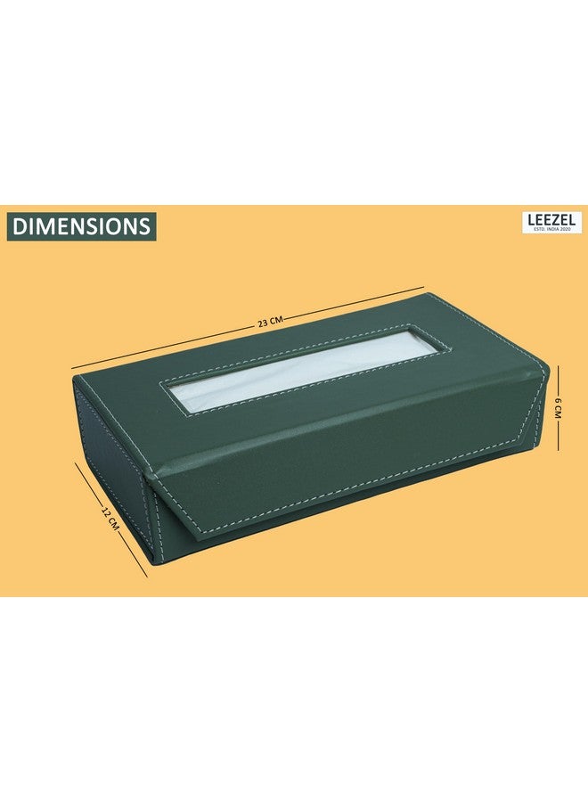 LEEZEL Tissue Box Holder - Tissue Holder - Car Tissue Box Holder - Tissue Dispenser for Bathroom - Leather Tissue Box - Napkin Box (Complementary- 2 Ply 100 Pulls Facial Tissue) (Mint) - Image 2