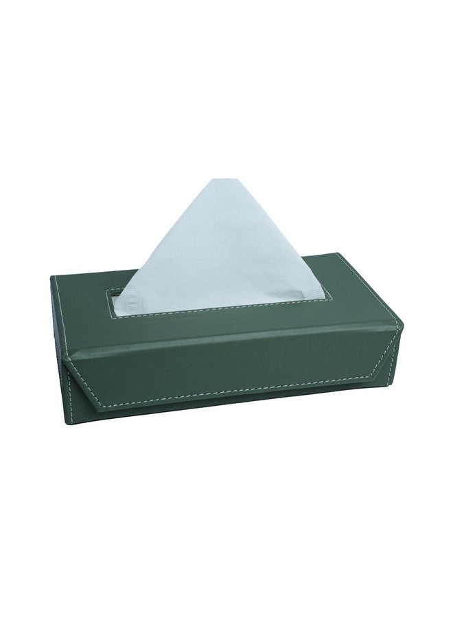 LEEZEL Tissue Box Holder - Tissue Holder - Car Tissue Box Holder - Tissue Dispenser for Bathroom - Leather Tissue Box - Napkin Box (Complementary- 2 Ply 100 Pulls Facial Tissue) (Mint) - Image 1