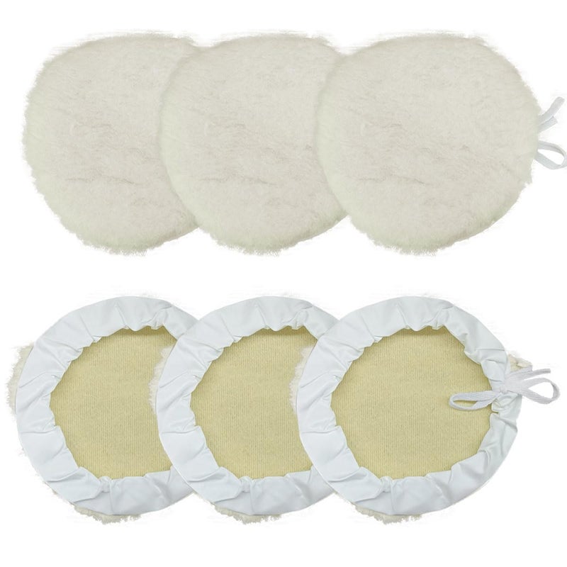 LHDOS 6PCS 7 Inch Car Wool Polishing Pad, Buffing Pad with Drawstring for Car Waxing & Cleaning, Polishing Bonnet for Vehicle, Glass, Furniture, Auto Polisher Pad Kit for Drill Buffer Upgraded simple practical design - Image 1