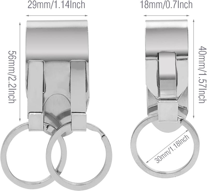 Belt Keychain Clip: Stainless Steel Sliver 4-Pack Heavy-Duty Double-Locking Arm - Detachable Quick Release Holder for Law Enforcement, Office Workers, Outdoor Enthusiasts - Image 3