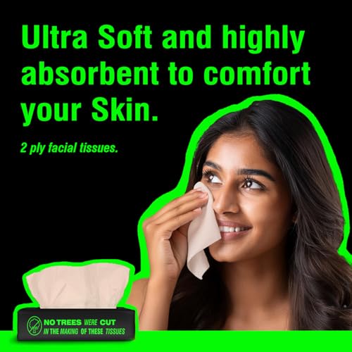 Beco Bamboo Facial Tissue Paper Box-Soft Pack | 100 pulls x 12 packs | Super Soft, Skin Friendly & Highly Absorbent Face Tissue Napkins | Car Tissues | 100% Natural & Ecofriendly | 2 ply-1200 Pulls - Image 2