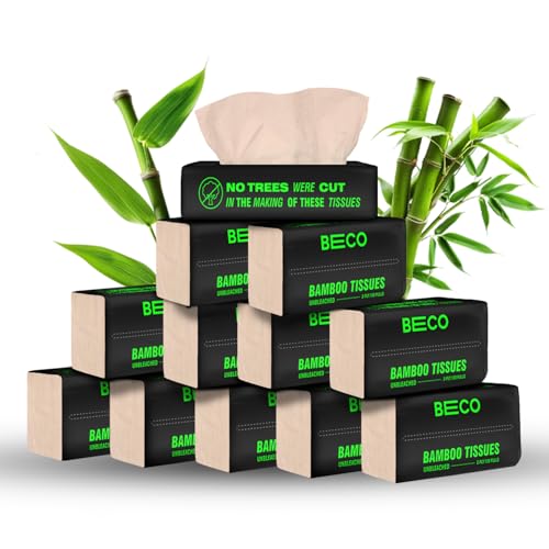 Beco Bamboo Facial Tissue Paper Box-Soft Pack | 100 pulls x 12 packs | Super Soft, Skin Friendly & Highly Absorbent Face Tissue Napkins | Car Tissues | 100% Natural & Ecofriendly | 2 ply-1200 Pulls - Image 1