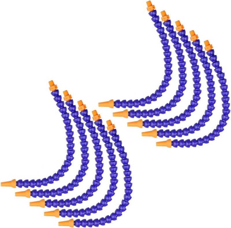 TOPPROS Pack of 10 Round Nozzle 1/8 PT Plastic Flexible Oil Coolant Pipe Hose Blue Orange - Image 1