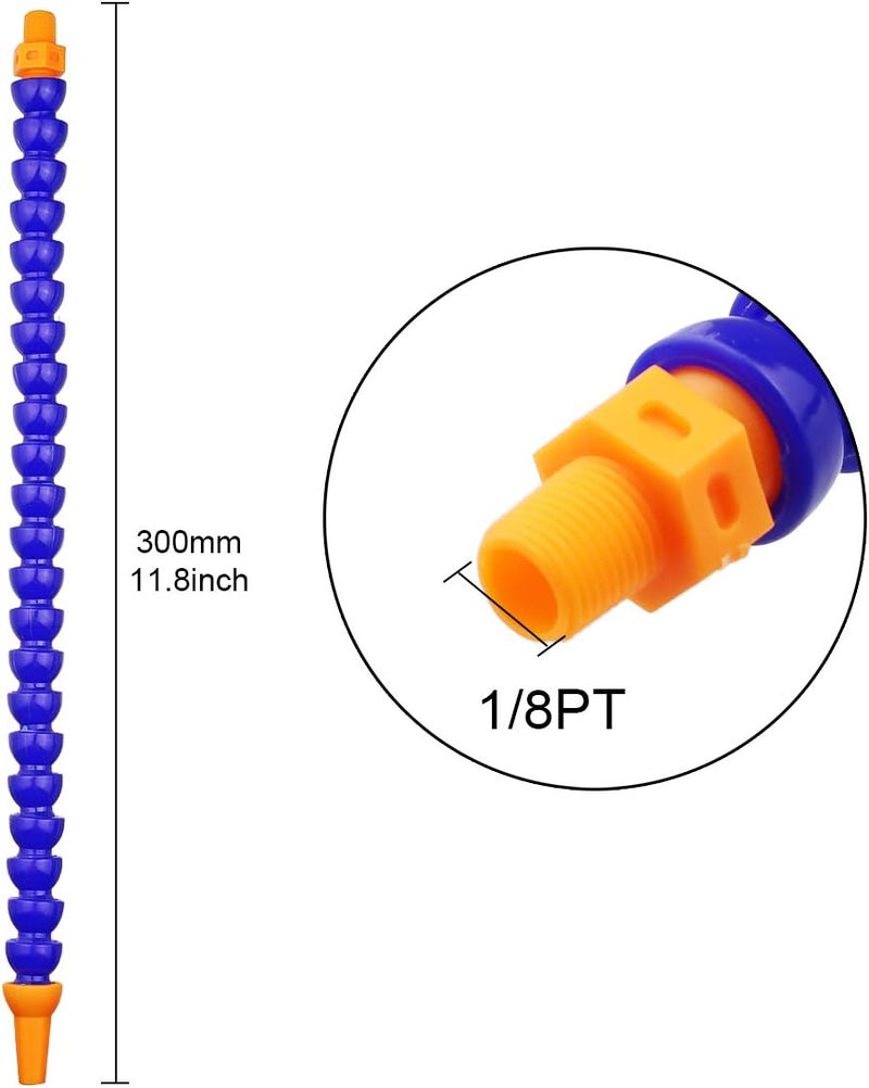 TOPPROS Pack of 10 Round Nozzle 1/8 PT Plastic Flexible Oil Coolant Pipe Hose Blue Orange - Image 5