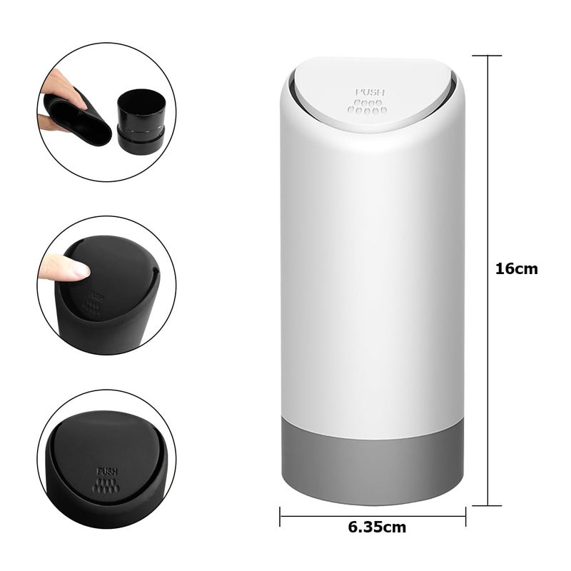 JNNJ Mini Silicone Car Trash Can with Lid - Waterproof and Leakproof Portable Dustbin (White) - Image 2