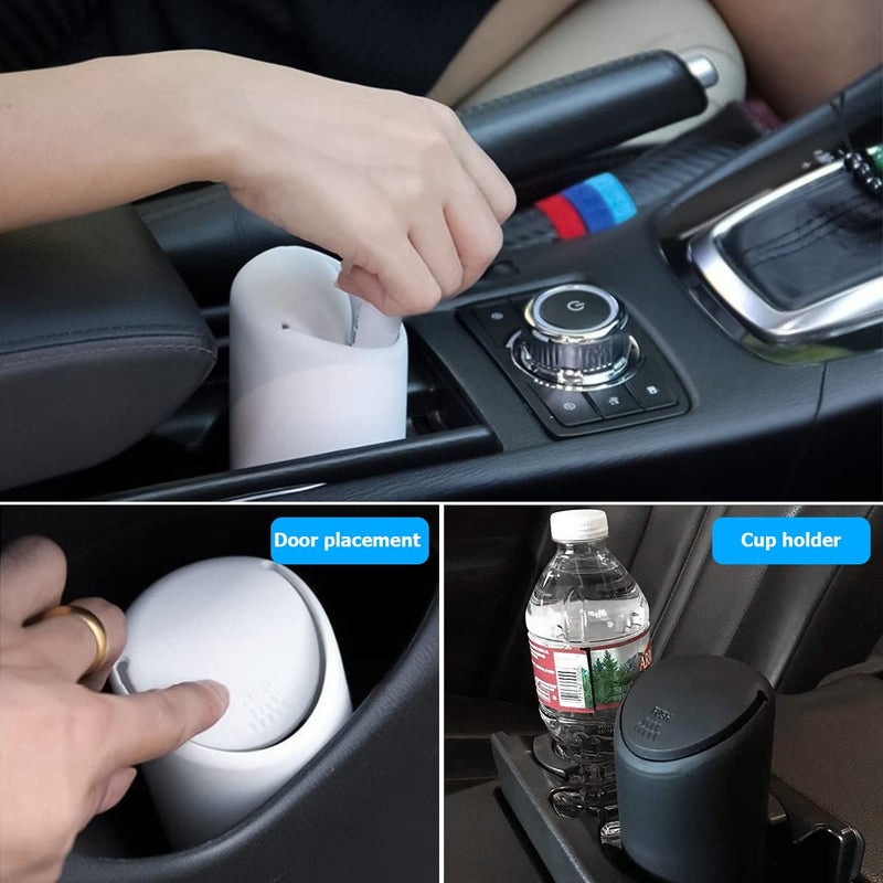 JNNJ Mini Silicone Car Trash Can with Lid - Waterproof and Leakproof Portable Dustbin (White) - Image 5
